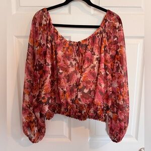 STATE Floral Blouse - Pink and Orange